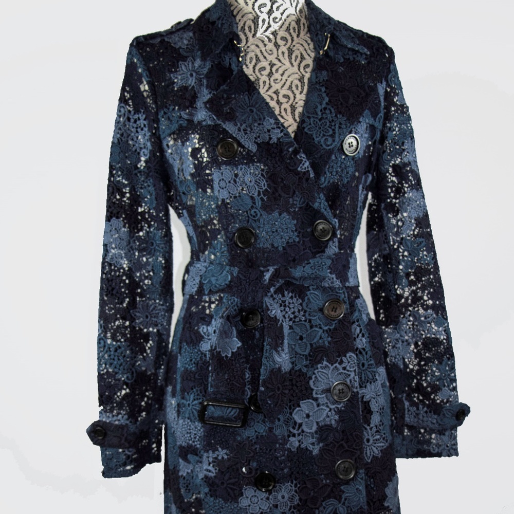 "LIKE NEW" BURBERRY FLORAL LACE TRENCH COAT
